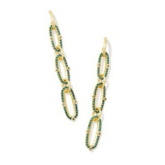 NEW! Kendra Scott Green Mix Kadyn Linear Earrings - Picture 1 of 8